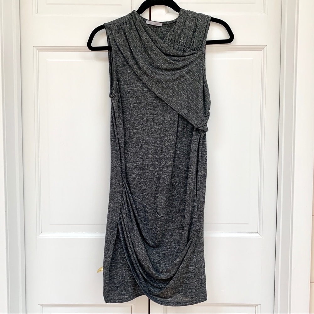 Zara Sleeveless Gray Draped Stretch Dress